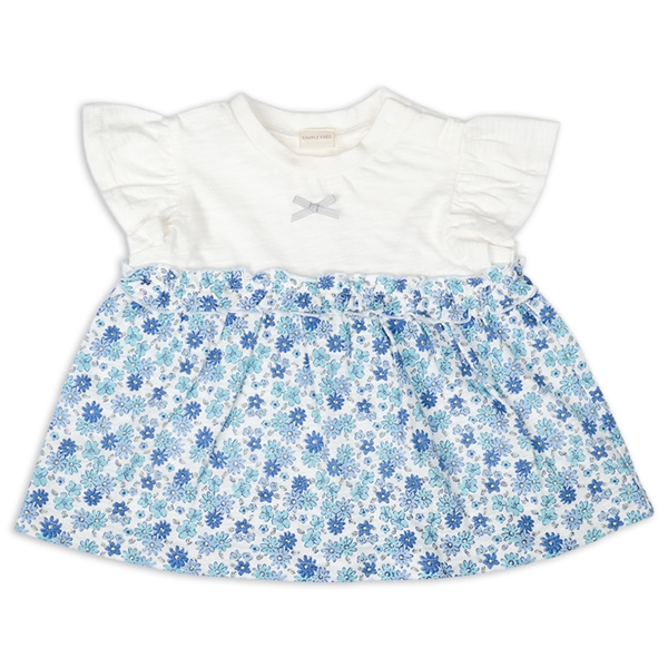 [ベビー]袖フリルTシャツ　胸切替え オフホワイト オフホワイト 70cm