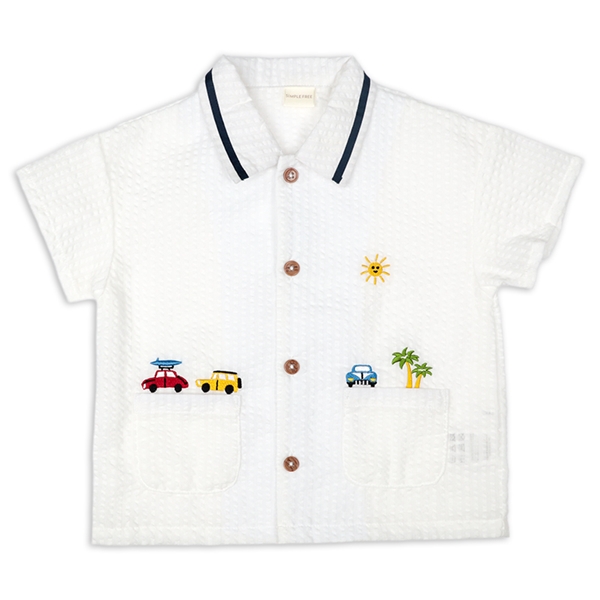 [ベビー]半袖シャツ　刺しゅう　オフホワイト オフホワイト 80cm
