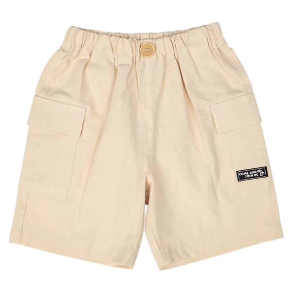 [ベビー]５分丈カーゴパンツ　麻風　ベージュ ベージュ 80cm