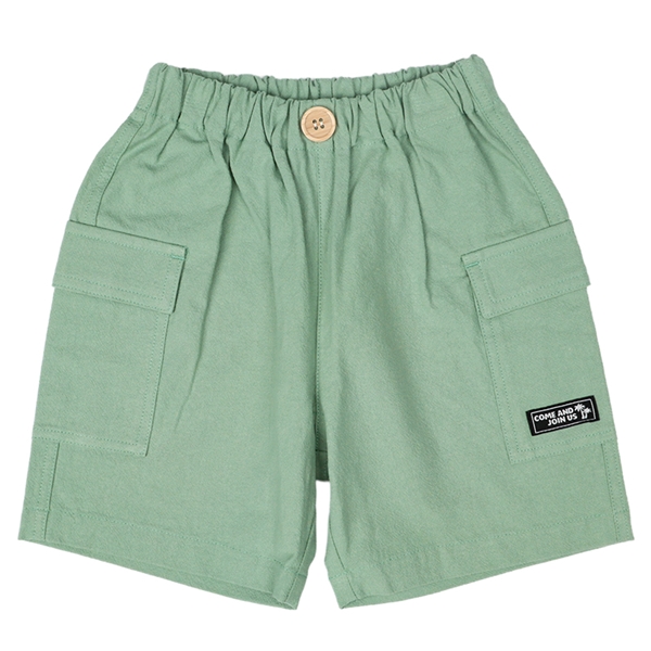 [ベビー]５分丈カーゴパンツ　麻風　グリーン グリーン 80cm