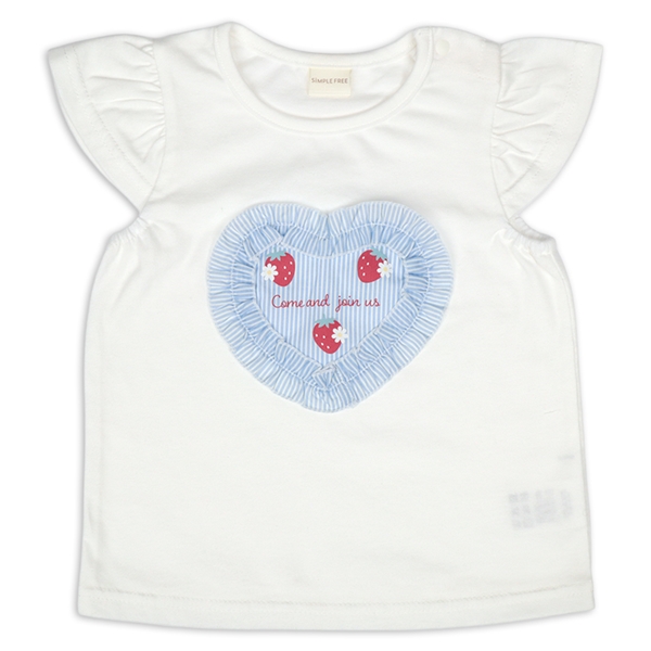 [ベビー]半袖Ｔシャツ　生地貼り　オフホワイト オフホワイト 80cm