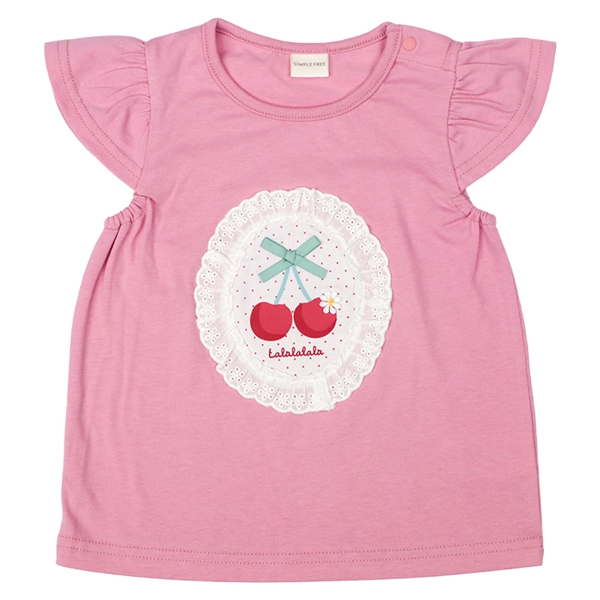 [ベビー]半袖Ｔシャツ　生地貼り　ピンク ピンク 80cm