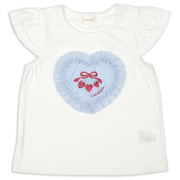 [キッズ]半袖Ｔシャツ　生地貼り　オフホワイト オフホワイト 100cm