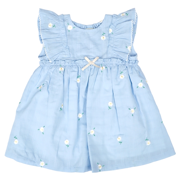 [ベビー]ワンピース　布帛総柄刺しゅう サックス サックス 95cm