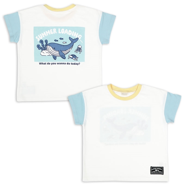【SALE】[キッズ]半袖　Ｔシャツ　バックプリント　サックス サックス 100cm