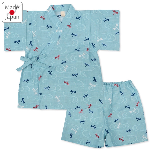 [キッズ]甚平(じんべい)スーツ トンボ柄 サックス サックス 100cm