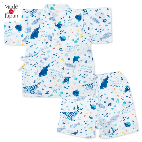 [ベビー]甚平(じんべい)スーツ 海柄 オフホワイト オフホワイト 80cm