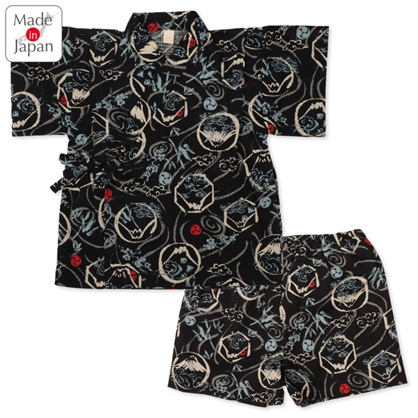 [ベビー]甚平(じんべい)スーツ 富士山柄 ブラック ブラック 80cm