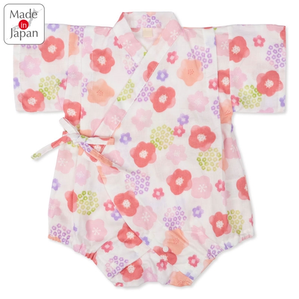 [ベビー]甚平(じんべい)ロンパス さくら柄 オフホワイト オフホワイト 60cm
