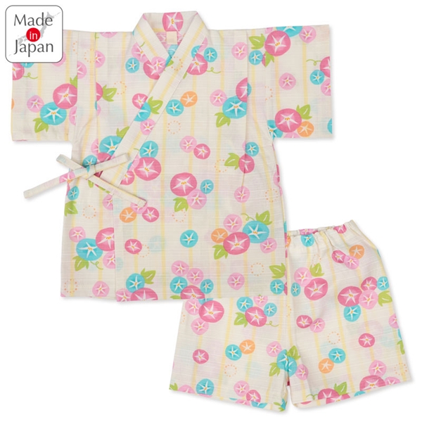 [ベビー]甚平(じんべい)スーツ 朝顔柄 イエロー イエロー 80cm