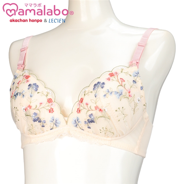 シルエットキレイノンワイヤーブラ　花柄　アイボリー アイボリー L