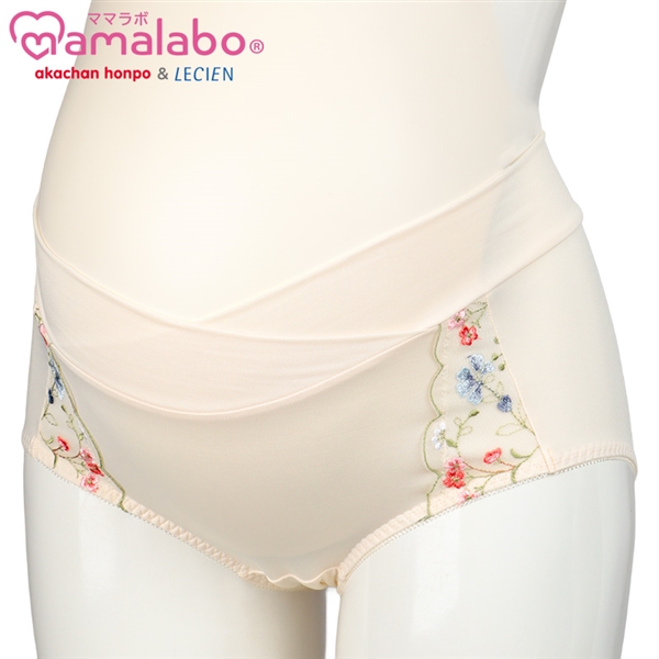 ショーツ産後も使える仕様　シルエットキレイ花柄　アイボリー アイボリー L~LL