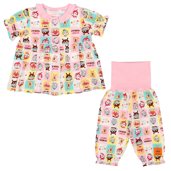 [ベビー]総柄前開きパジャマ　アンパンマン　ピンク ピンク 80cm