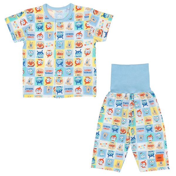 [ベビー]総柄前開きパジャマ　アンパンマン　サックス サックス 80cm