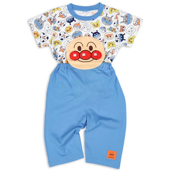 [ベビー]腹当て付きパジャマ　アンパンマン　ブルー ブルー 80cm