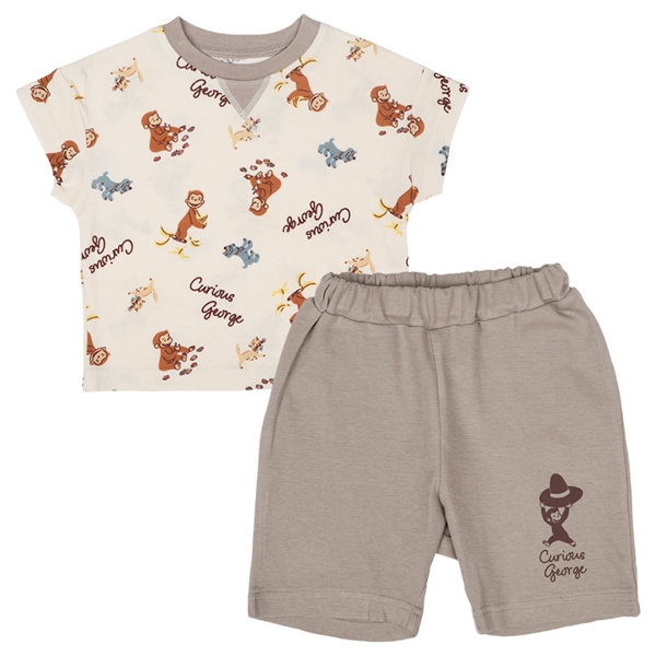 [ベビー]総柄パジャマ　おさるのジョージ　グレー グレー 80cm