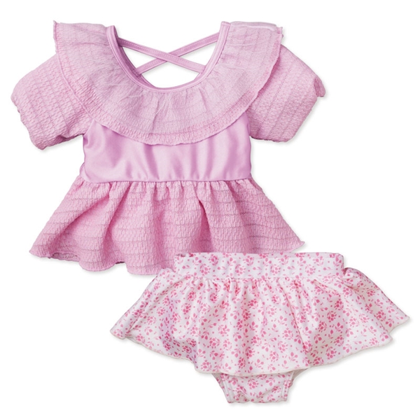 [キッズ]セパレート水着 ジャガード ピンク 100cm