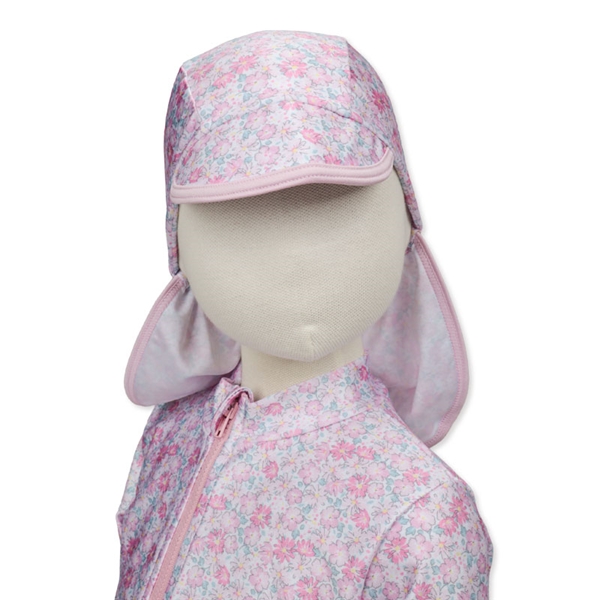 [42～52cm]スイムキャップ たれつき 花柄 ピンク Ｆ