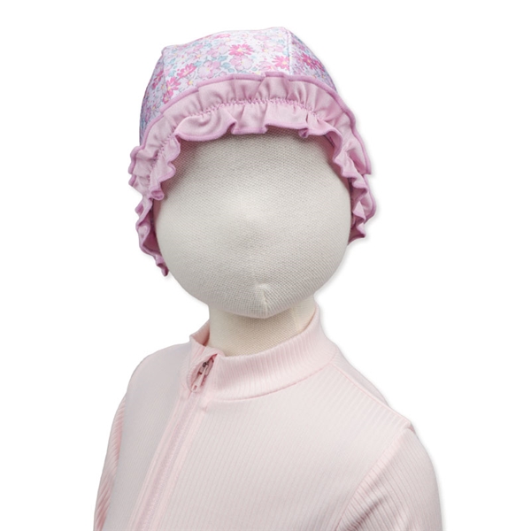 [48～52cm]スイムキャップ 花柄フリル ピンク Ｆ
