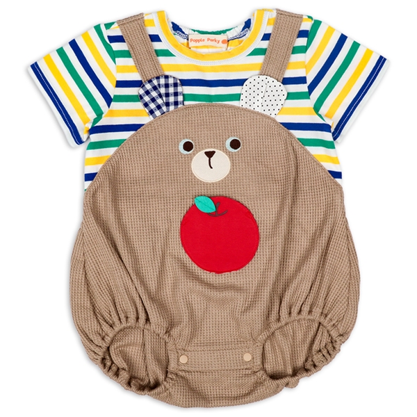 アニマルロンパース　くま　ベージュ ベージュ 70cm