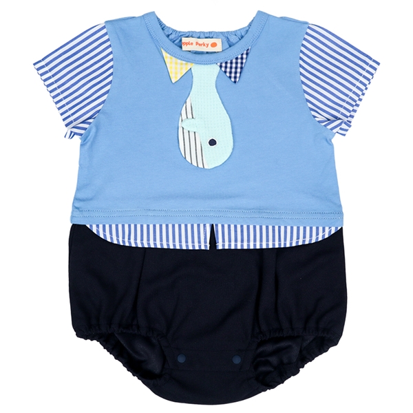 おさかなネクタイロンパース　ブルー ブルー 70cm