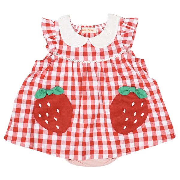 フルーツワンピロンパース　いちご　レッド レッド 70cm