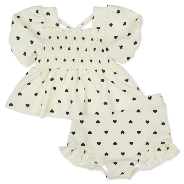 [キッズ]セパレート水着 ハートドット アイボリー 100cm