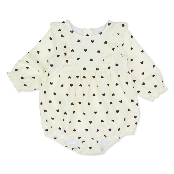 [ベビー]ベビーロンパース ハートドット柄 アイボリー 80cm