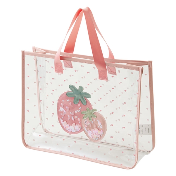 スパンコールビーチバッグ いちご ピンク ピンク