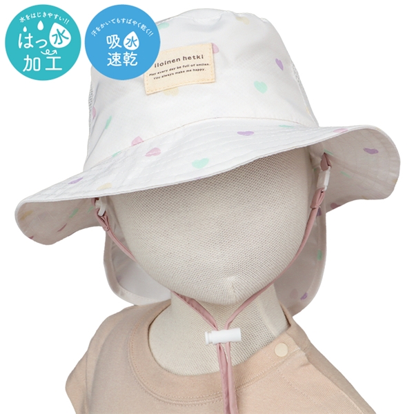 [48~54cm]サファリハット　日よけ付き　はっ水加工　総柄　オフホワイト オフホワイト 48cm