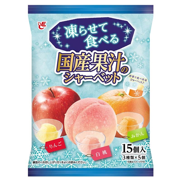 国産果汁の シャーベット 桃+蜜柑+林檎