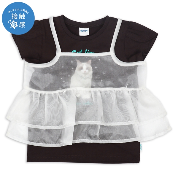 [キッズ]INFILM　半袖Tシャツ　きらきらラメチュール　ブラック ブラック 100cm