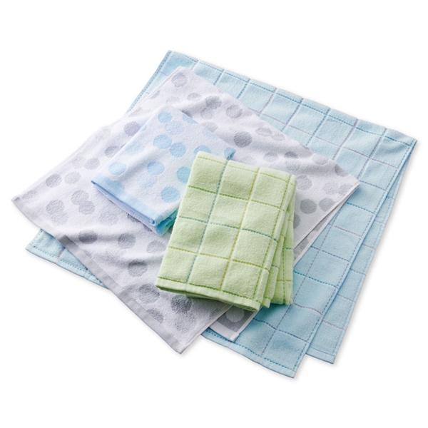 無撚糸湯上がりタオル4点セット ブルー サックス