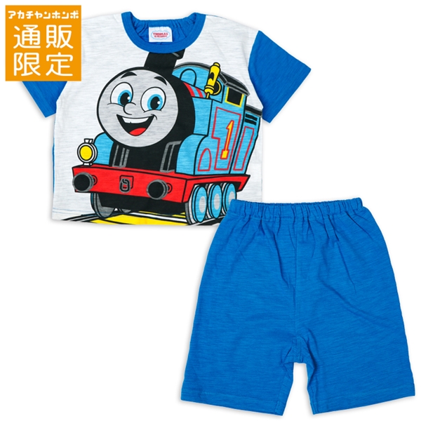 【通販限定】[ベビー]半袖パジャマ　フェイスプリント　トーマス ブルー 80cm