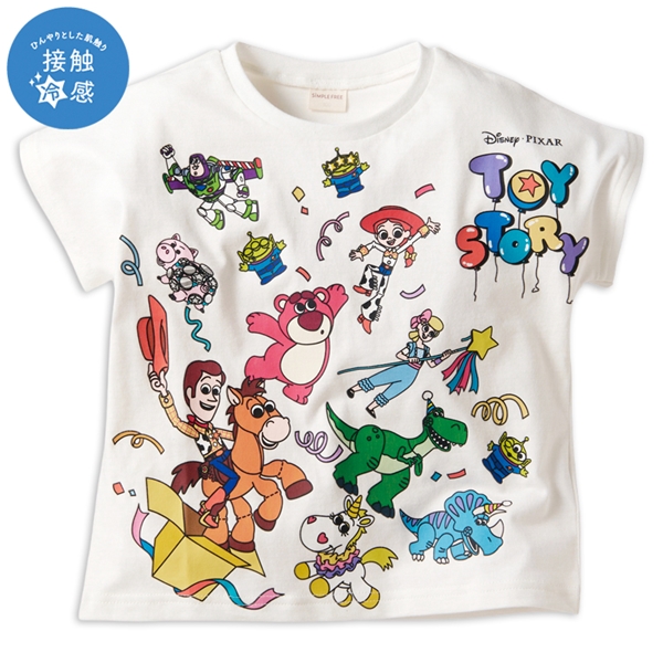 [キッズ]半袖Tシャツ　トイストーリー　接触冷感　ホワイト ホワイト 100cm