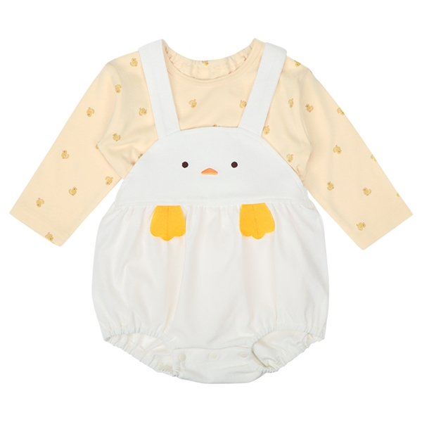 オーバーオール+Tシャツセット アイボリー アイボリー 60~70cm