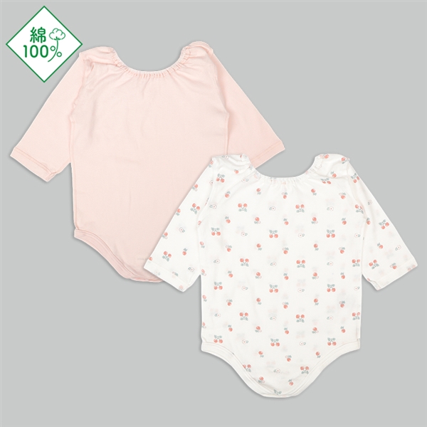 [ベビー]パパッとらくちんロンパース長袖２枚組かぶりさくらん ピンク ピンク 70cm
