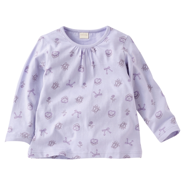 [キッズ]長袖　Ｔシャツ　総柄　パープル パープル 100cm