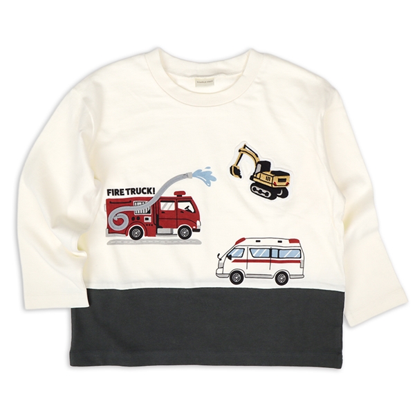 [キッズ]長袖　Ｔシャツ　切替　チャコールグレー チャコールグレー 100cm