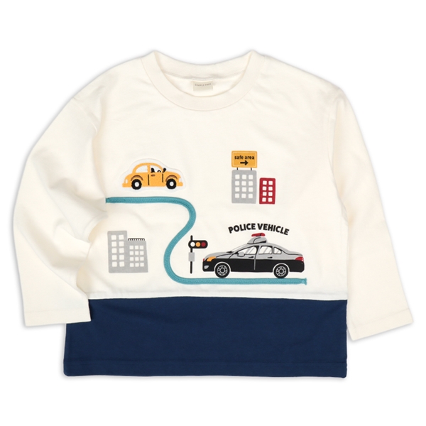 [キッズ]長袖　Ｔシャツ　切替　ネイビー ネイビー 100cm