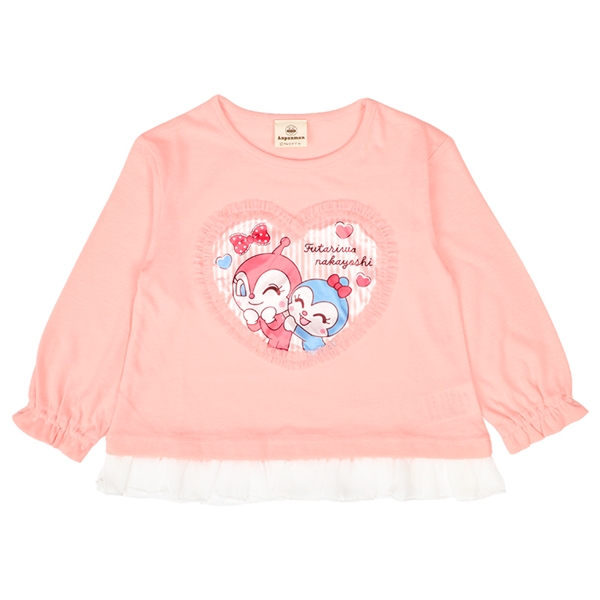 [キッズ]裾フリル長袖Ｔシャツ　アンパンマン　ピンク ピンク 100cm