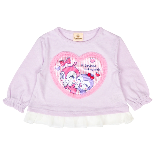 [キッズ]裾フリル長袖Ｔシャツ　アンパンマン　パープル パープル 100cm