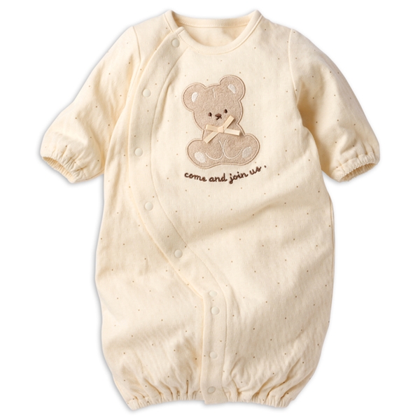 長袖ドレスオール　パイルアップリケ　ベージュ ベージュ 50~60cm