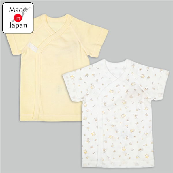 [スナップタイプ]短肌着２枚組　くまきりん クリーム クリーム 50cm