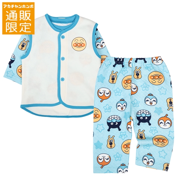 【通販限定】[キッズ]ベスト付きパジャマ　アンパンマン　サックス サックス 100cm