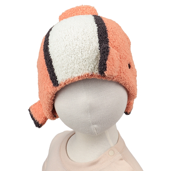 [48~50cm]ニット帽　アニマルモコモコ　すいぞくかん　カクレクマノミ オレンジ 48~50cm