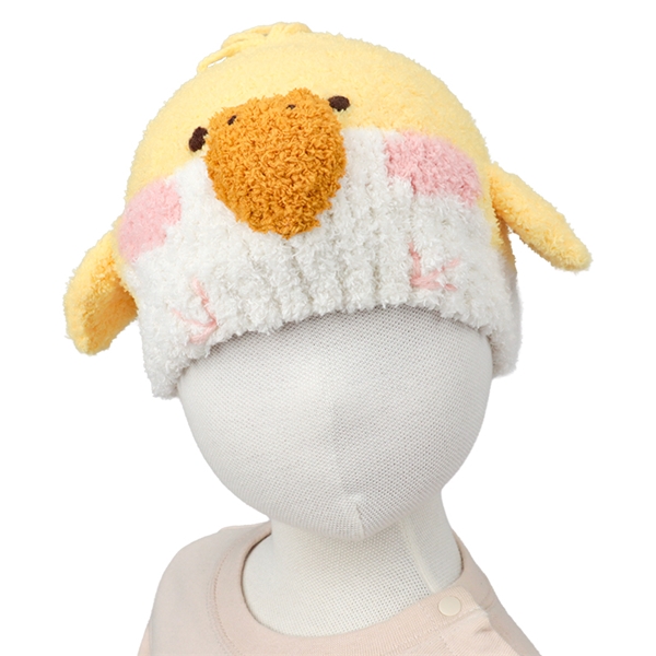 [48~50cm]ニット帽　アニマルモコモコ　かぞく　オカメインコ イエロー 48~50cm