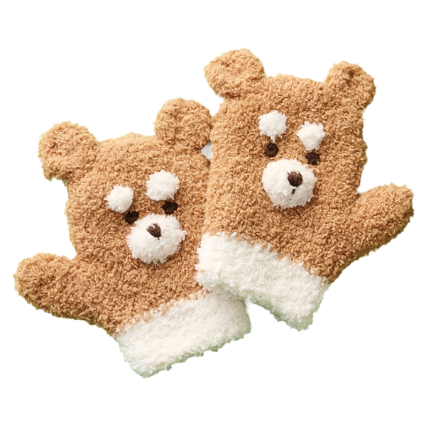 ミトン　アニマルモコモコ　柴犬 オレンジ F