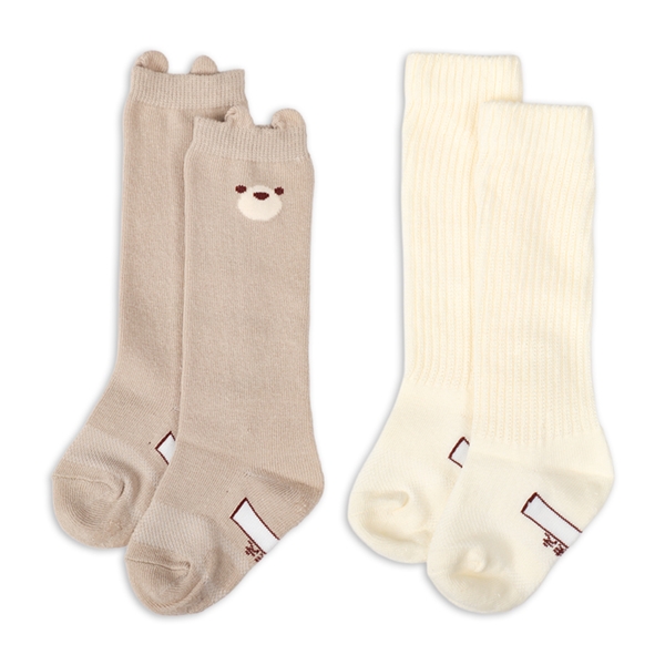 [ベビー]ハイソックス2足組くま ブラウン 9~14cm