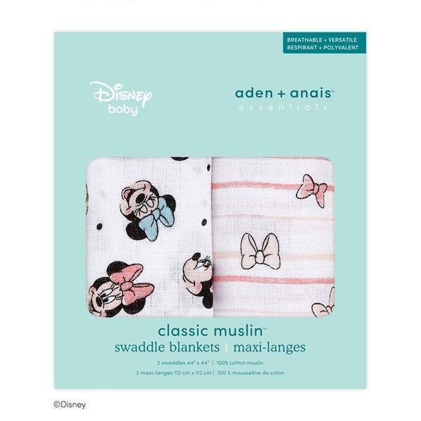 aden＋anais ＤＩＳＮＥＹスワドル２枚入りミニーレインボー